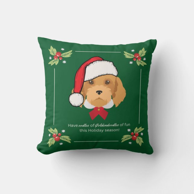Almofada Travesseiro decorativo de Natal de Goldendoodle (Frente)