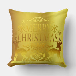 Almofada Travesseiro Decorativo de Natal Dourado Clássico F