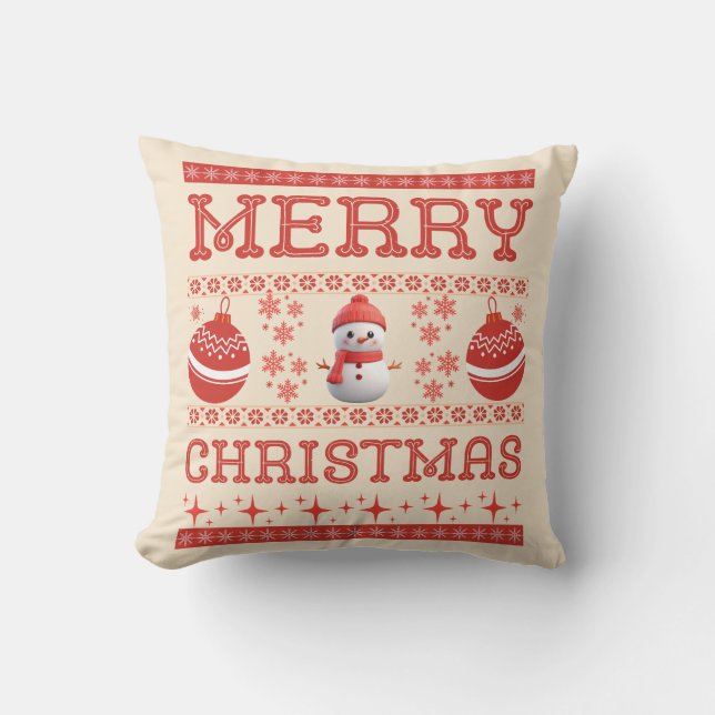 Almofada Travesseiro decorativo de Natal Festivo Snowman (Frente)