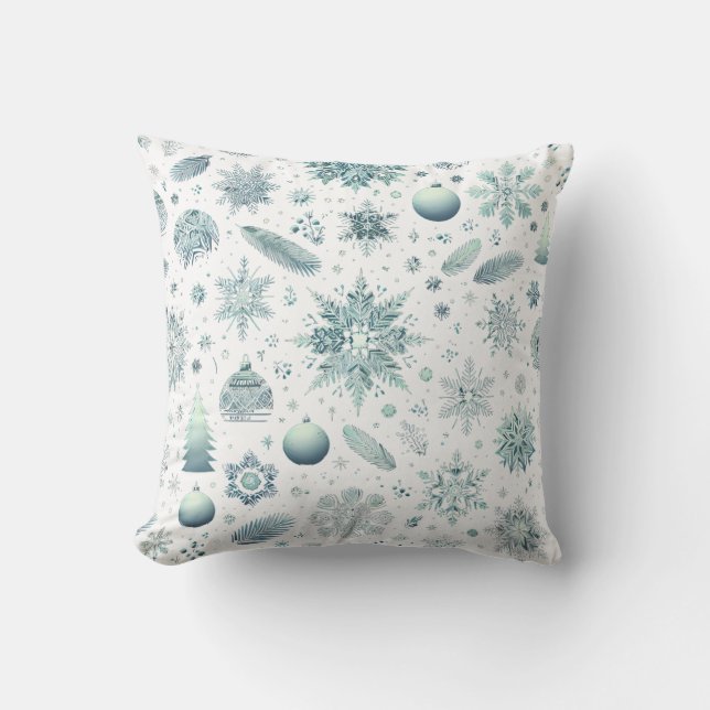 Almofada Travesseiro decorativo de Natal Flocos de Neve (Frente)