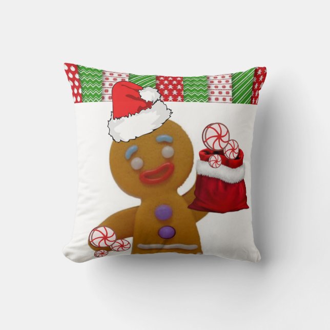 Almofada Travesseiro decorativo de Natal, Homem Gingerpão (Frente)