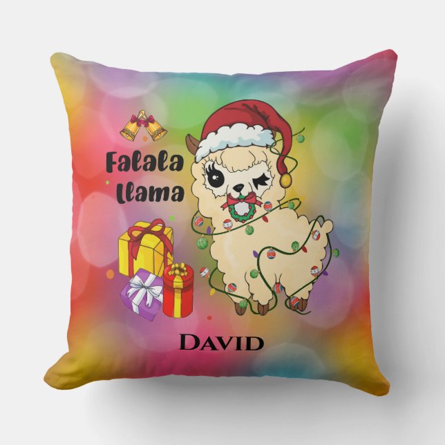 Almofada Travesseiro decorativo de Natal Llama (Frente)