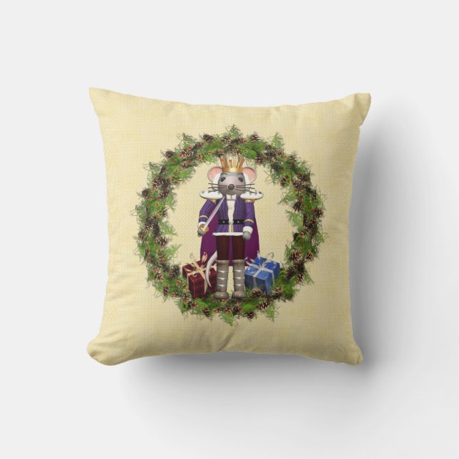 Almofada Travesseiro decorativo de Natal Mouse King Wreath (Frente)