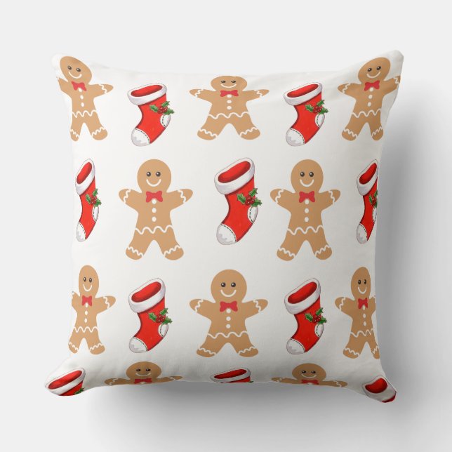 Almofada Travesseiro decorativo de Natal - Pão de Gengibre  (Frente)