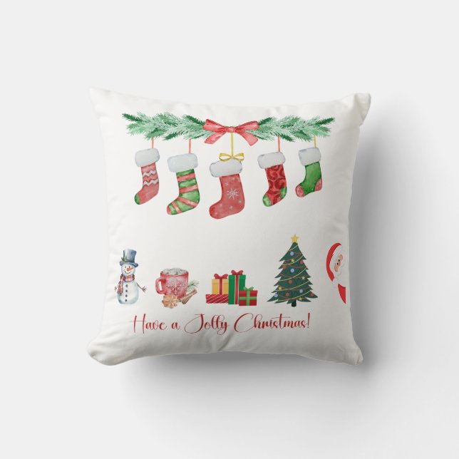 Almofada Travesseiro decorativo de Natal Personalizado (Frente)