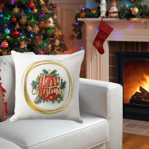 Travesseiro Decorativo de Natal Personalizado Gold