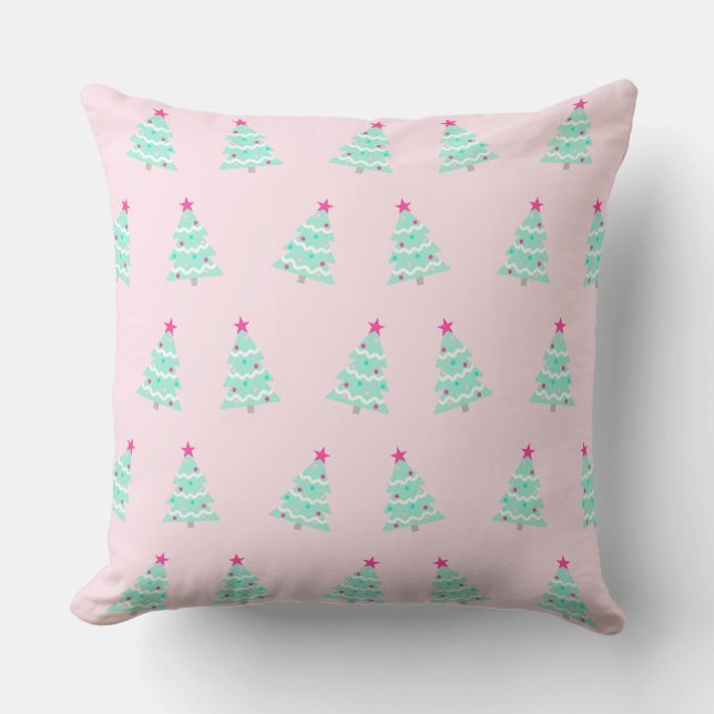 Almofada Travesseiro decorativo de Natal Pink Pastel (Frente)