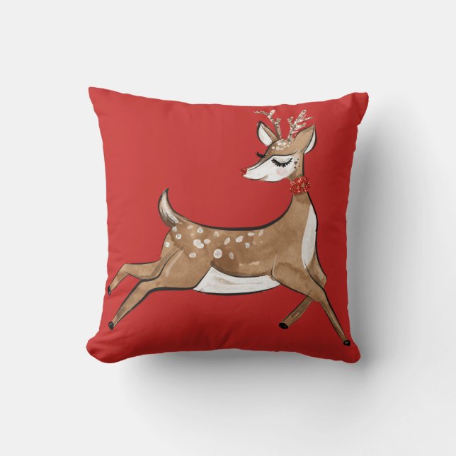 Almofada Travesseiro decorativo de Natal Red Rudolph Nose (Frente)