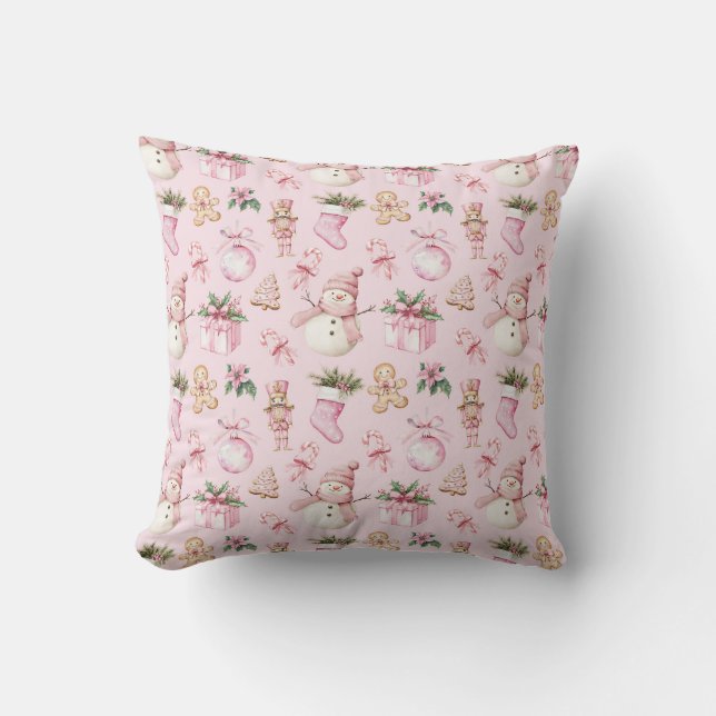 Almofada Travesseiro decorativo de Natal rosa (Frente)