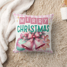 Almofada Travesseiro decorativo de Natal Rosa Feliz