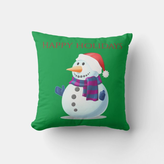 Almofada travesseiro decorativo de Natal SNOWMAN. (Frente)
