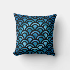 Almofada Travesseiro decorativo de Ondas Azuis Espelhadas