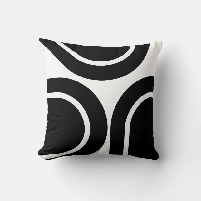 Almofada Travesseiro decorativo de Ovais Modernos de Preto  (Frente)