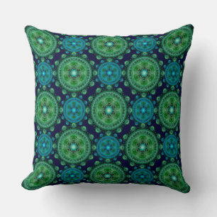 Almofada Travesseiro decorativo de padrão azul verde front
