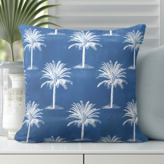 Almofada Travesseiro decorativo de padrão branco azul da ár (Discover Gorgeous Coastal Throw Pillows by Totally Coast.)