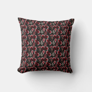 Almofada Travesseiro decorativo de Padrão de Paisley Preto,