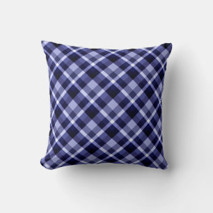 Almofada Travesseiro decorativo de padrão de Xadrez azul do
