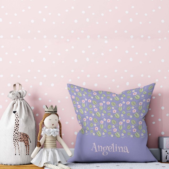 Almofada travesseiro decorativo de padrão floral de lavanda (Criador carregado)