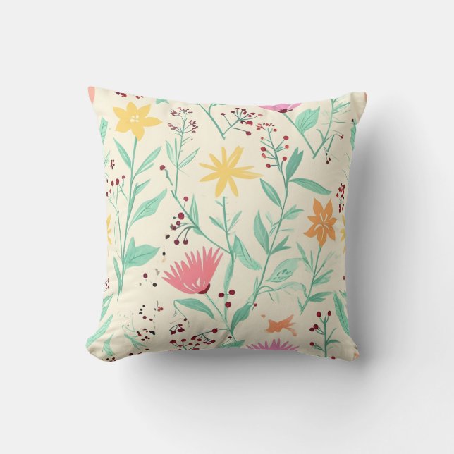 Almofada Travesseiro decorativo de Padrão Floral Pastel (Frente)