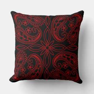 Almofada Travesseiro decorativo de Padrão Floral Preto e Ve