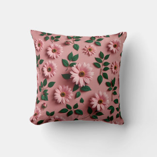 Almofada Travesseiro decorativo de padrão Floral Rosa