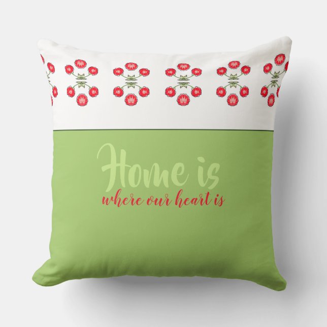 Almofada Travesseiro decorativo de Padrão Floral Vermelho A (Frente)