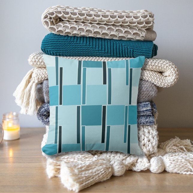 Almofada Travesseiro decorativo de Padrão Geométrico Teal M (Criador carregado)
