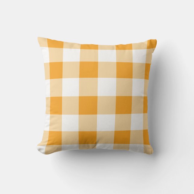 Almofada Travesseiro decorativo de padrão Gingham amarelo (Frente)