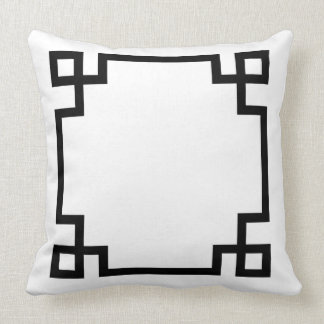 Almofada Travesseiro decorativo de Padrão Grego Preto e Bra