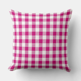 Almofada Travesseiro decorativo de padrão Magenta Gingham c