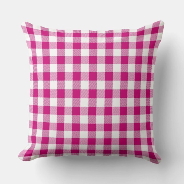 Almofada Travesseiro decorativo de padrão Magenta Gingham c (Frente)