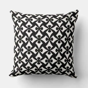 Almofada Travesseiro decorativo de padrão maluco preto e br