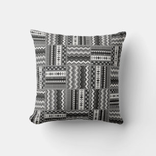 Almofada Travesseiro decorativo de padrão preto e branco mo