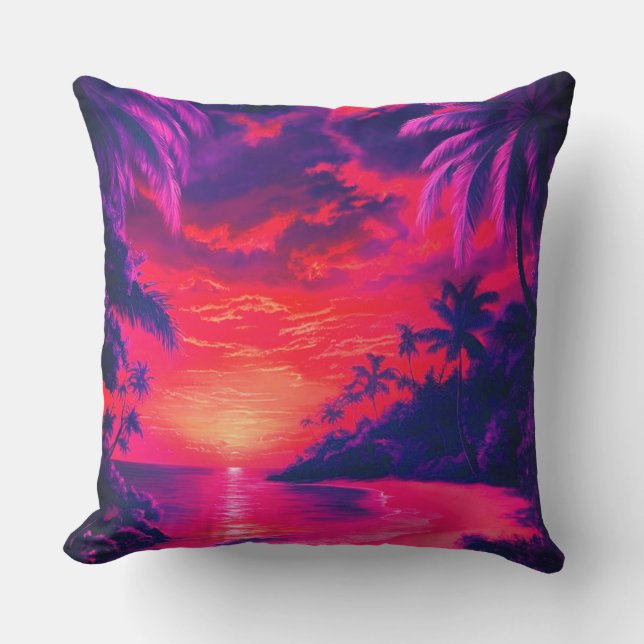 Almofada Travesseiro decorativo de Paraíso Roxo Tropical (Frente)
