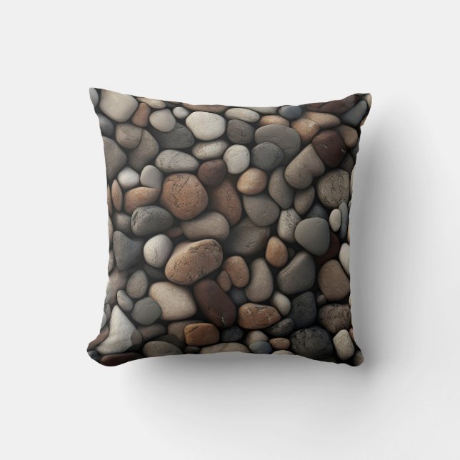 Almofada Travesseiro decorativo de Pebbles à beira-mar (Frente)