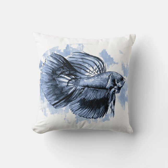 Almofada Travesseiro decorativo de Peixe Betta Azul (Frente)