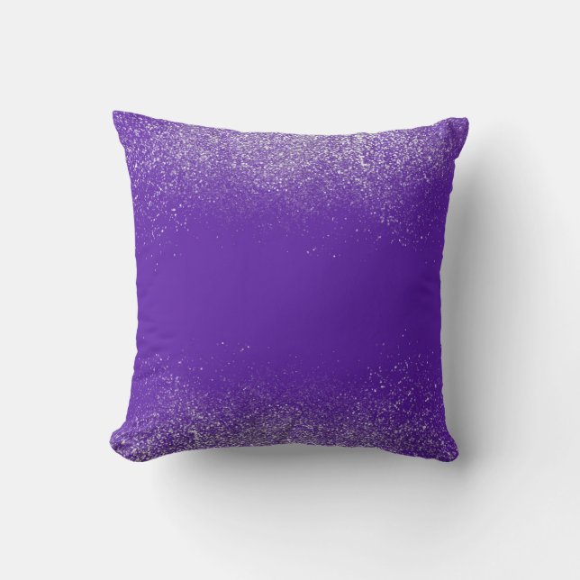 Almofada Travesseiro decorativo de poeira violeta e prata (Frente)