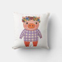 Travesseiro Decorativo de Porco Fofo com Coroa de