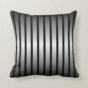 Almofada Travesseiro decorativo de prata preto da listra