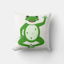 Almofada Travesseiro Decorativo de Rã Verde Acenando Alegre