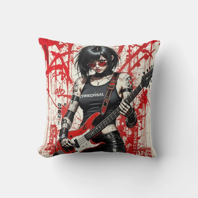 Almofada Travesseiro decorativo de rebelião CyberBass (Frente)