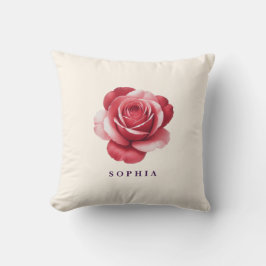 Almofada Travesseiro Decorativo de Rosa Vermelha Personaliz