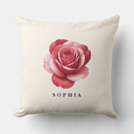 Almofada Travesseiro Decorativo de Rosa Vermelha Personaliz