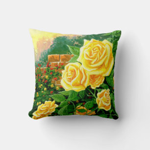 Almofada Travesseiro decorativo de Rosas Amarelas Subindo