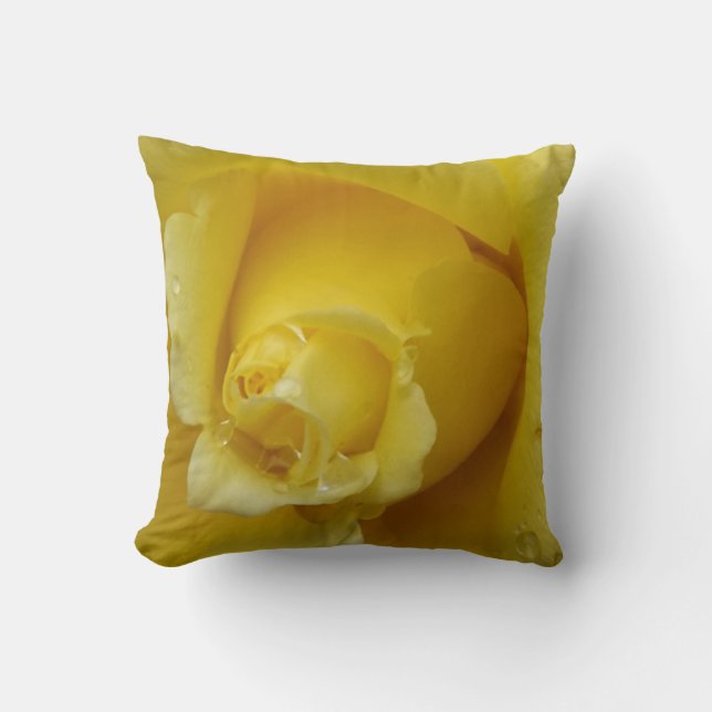 Almofada Travesseiro decorativo de rosebud amarelo (Frente)