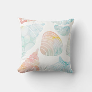 Almofada Travesseiro decorativo de Seashell de Aquarela