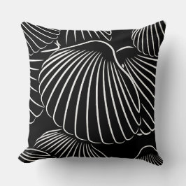 Almofada Travesseiro decorativo de Seashell Preto e Branco 