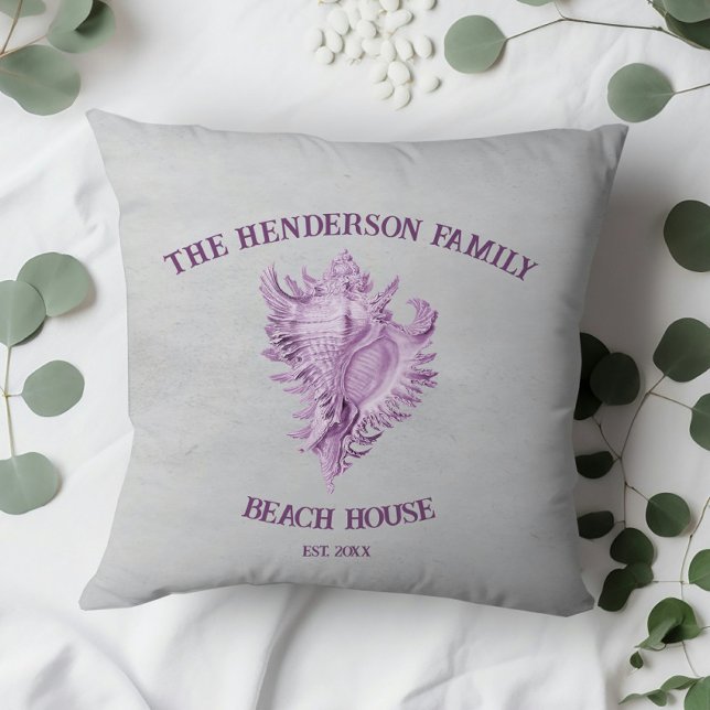 Almofada Travesseiro decorativo de Shell Magenta Conch (Magenta Conch Shell Throw Pillow)