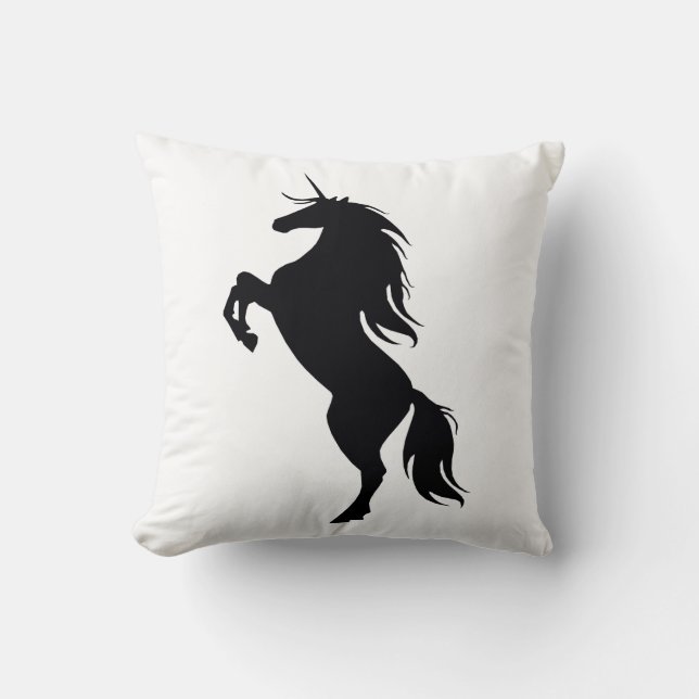 Almofada Travesseiro decorativo de silhueta preto Unicorn (Frente)