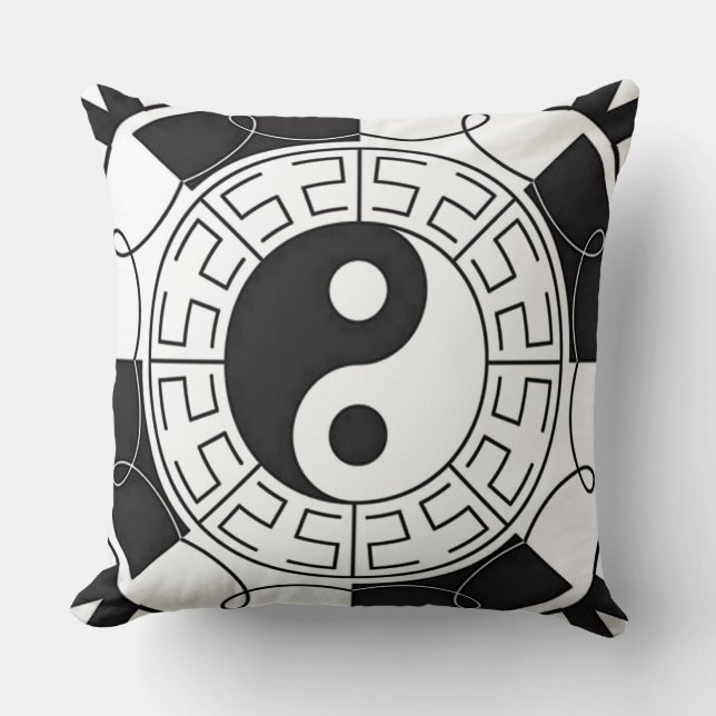 Almofada Travesseiro decorativo de Símbolos Yin e Yang Asia (Frente)